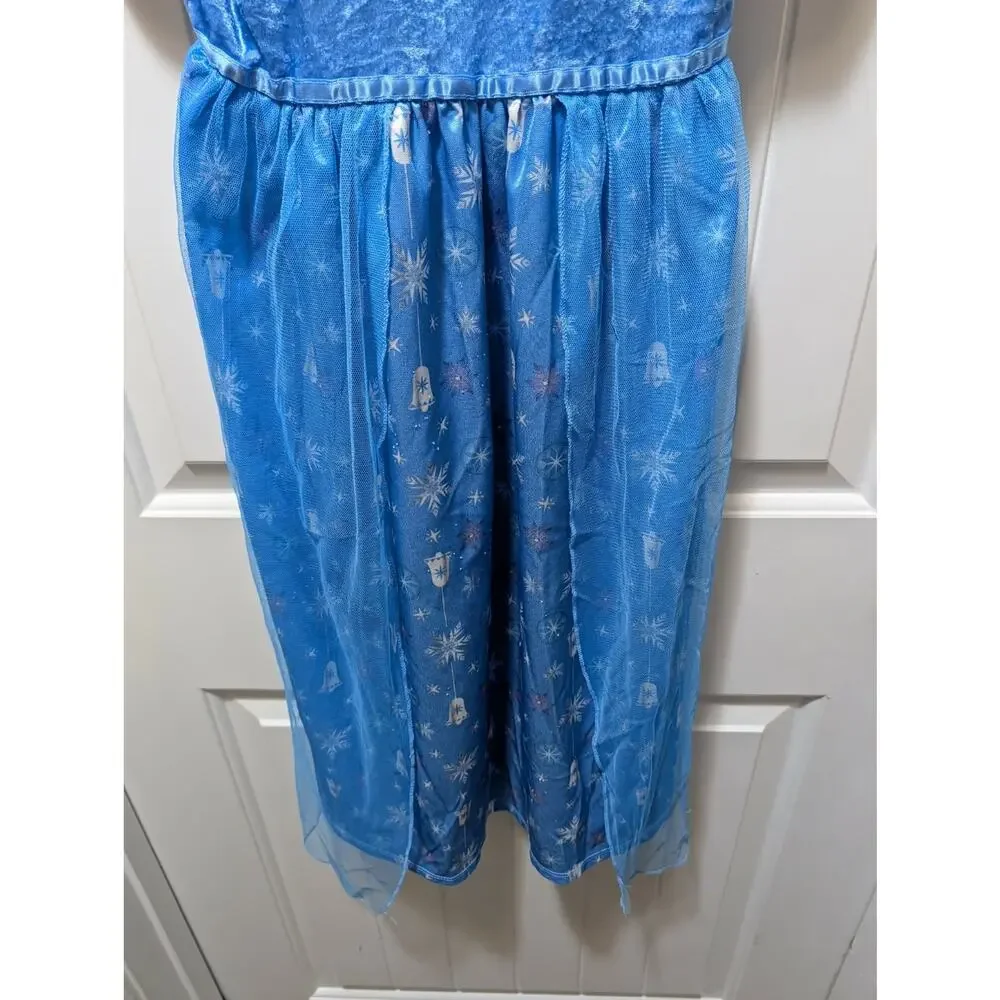 Disney Frozen Elsa Girls Blue Princess Dress Cosplay Halloween Costume Size 8